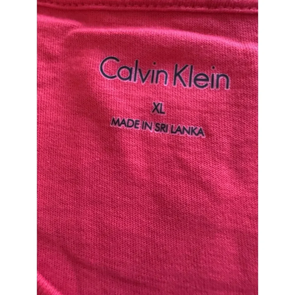 Calvin Klein Red Logo Women's XL T Shirt Summer Comfy Cozy